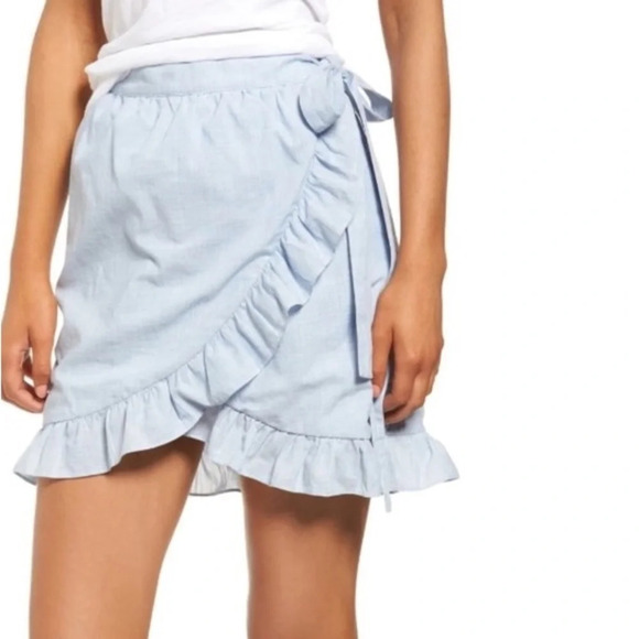 Madewell blue Meadow ruffle wrap mini skirt size 6 - Picture 1 of 5